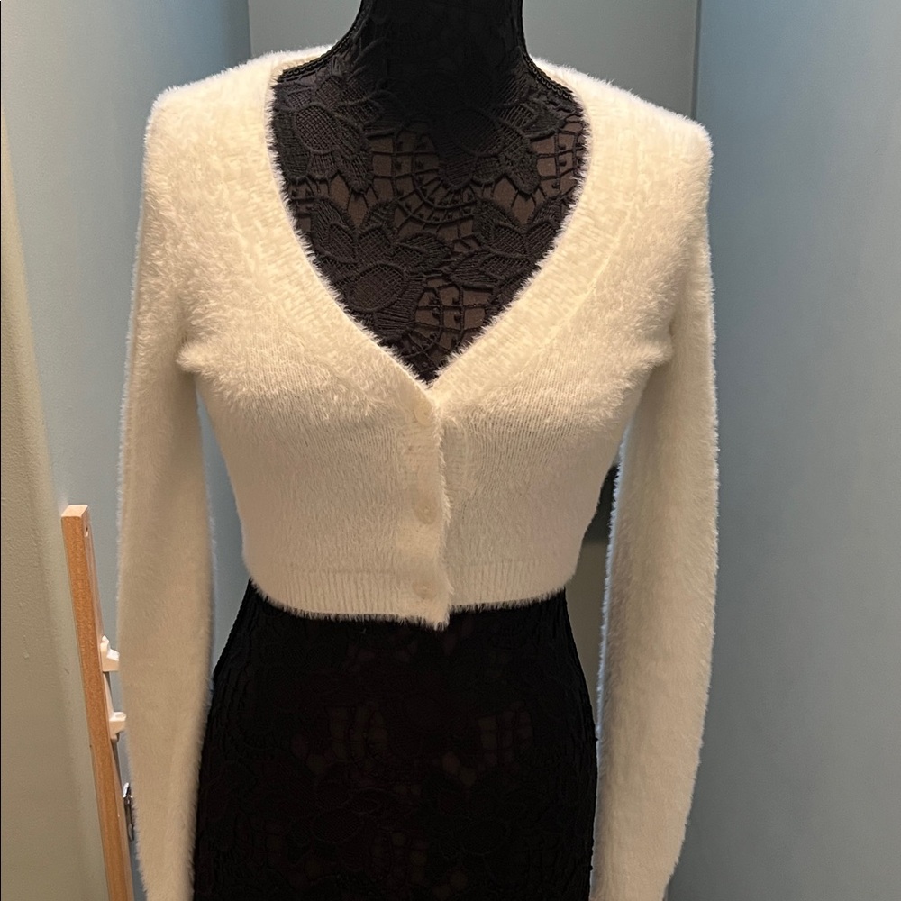 Sunday Best Cream Fuzzy Cardigan